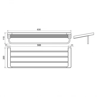 Ravak Håndklædestang 10 Degrees 63 cm Sort Mat-2